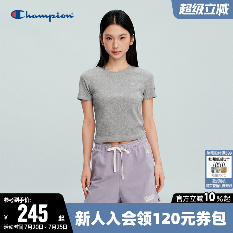 Champion冠军短款圆领短袖T恤女