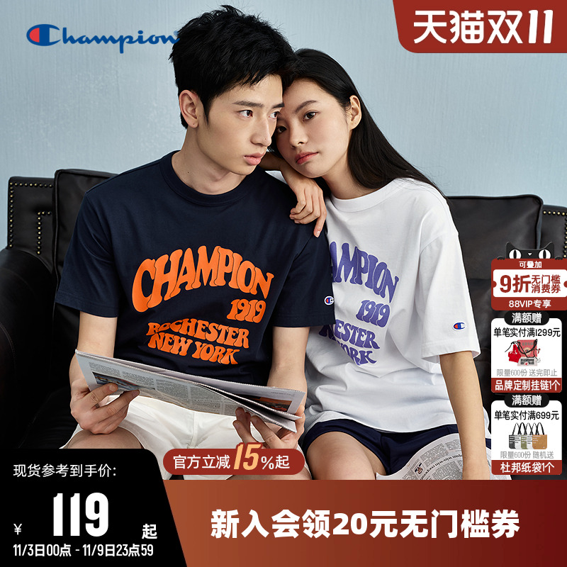 Champion冠军圆领短袖T恤情侣