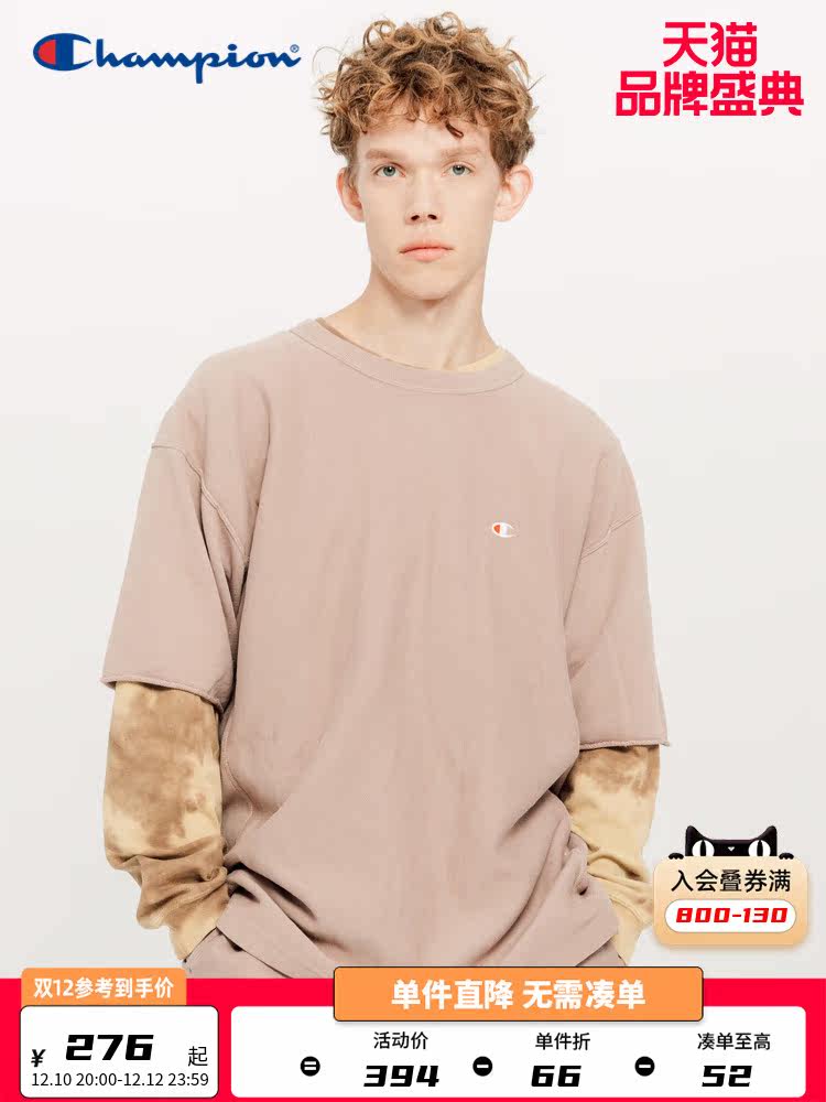 (REVERSE WEAVE series) Champion champion embroidery small C round neck drop shoulder short-sleeved T-shirt men and women