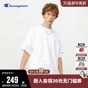 上衣男 纯棉透气情侣圆领运动短袖 Champion冠军T恤女2025夏季 新款