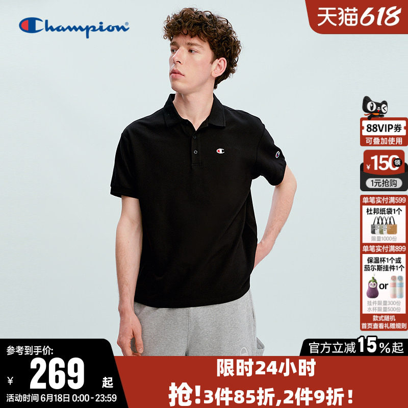 Champion冠军T恤女2026夏季新款情侣休闲宽松POLO衫短袖上衣男潮