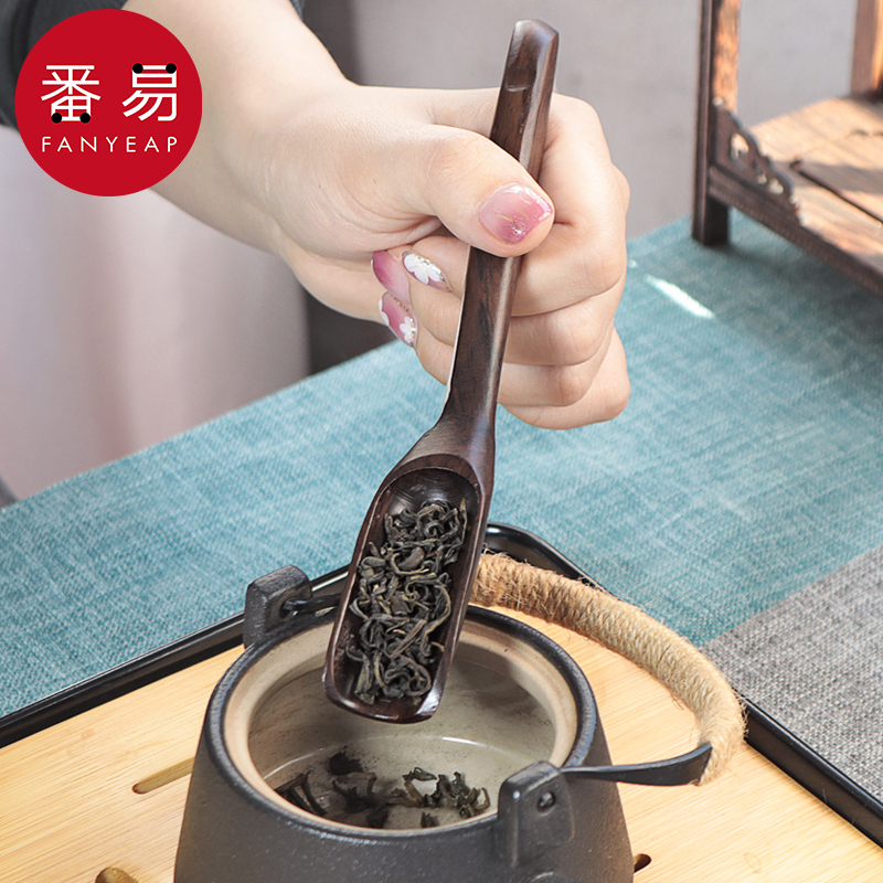 V竹制分茶叶勺子/实木茶勺取茶铲茶匙日式单个长柄取茶器茶具套装-封面