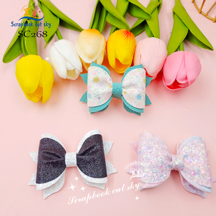 SC268欧美蝴蝶结双层发夹手工DIY刀模儿童发饰Sizzix压花机通用模