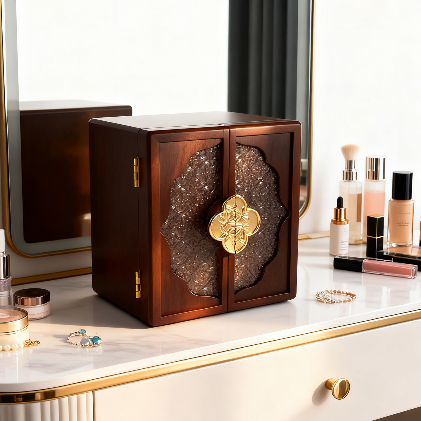 2025年新款轻奢高级高档精致实木首饰盒收纳盒中式送礼手饰品珠宝