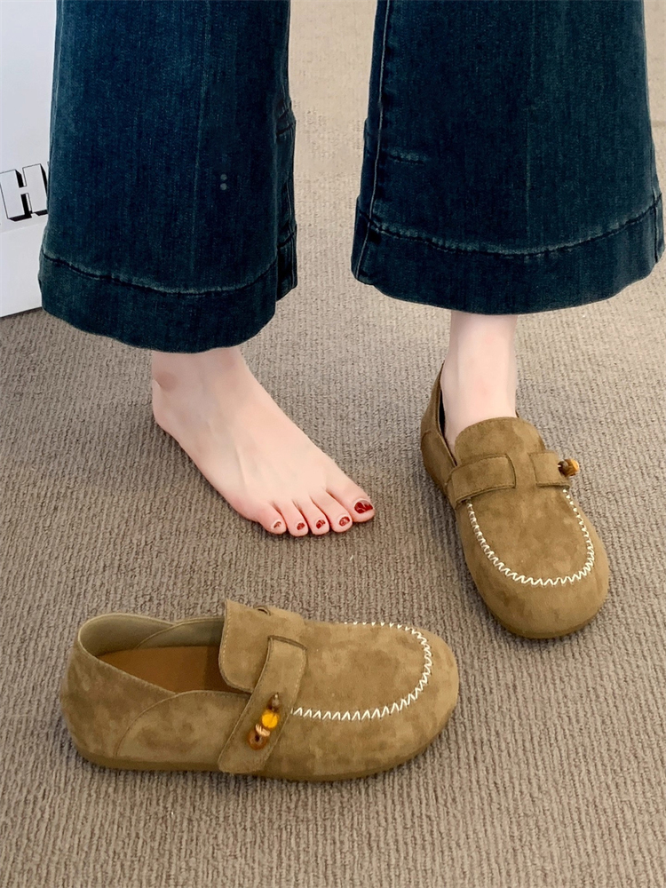 覆古软底勃肯鞋女鞋秋季新款百搭平底一脚蹬单鞋舒适外穿豆豆鞋子