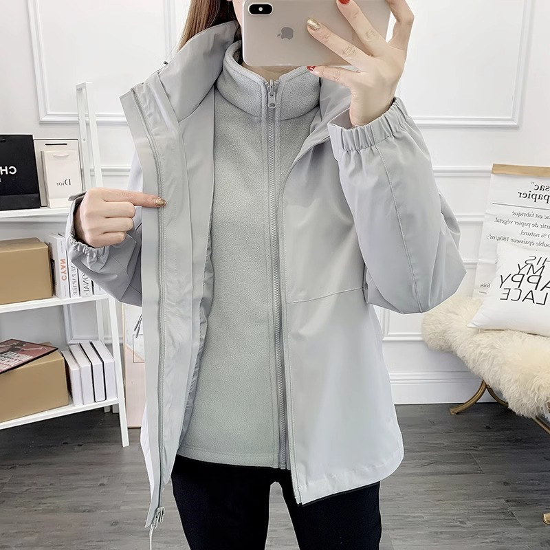 美式高级感三合一冲锋衣女2024秋冬季休闲防风防水运动登山外套潮