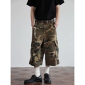 复古迷彩工装 潮流休闲七分裤 短裤 中裤 MAMMJUDX美式 夏季 男士 新款 男