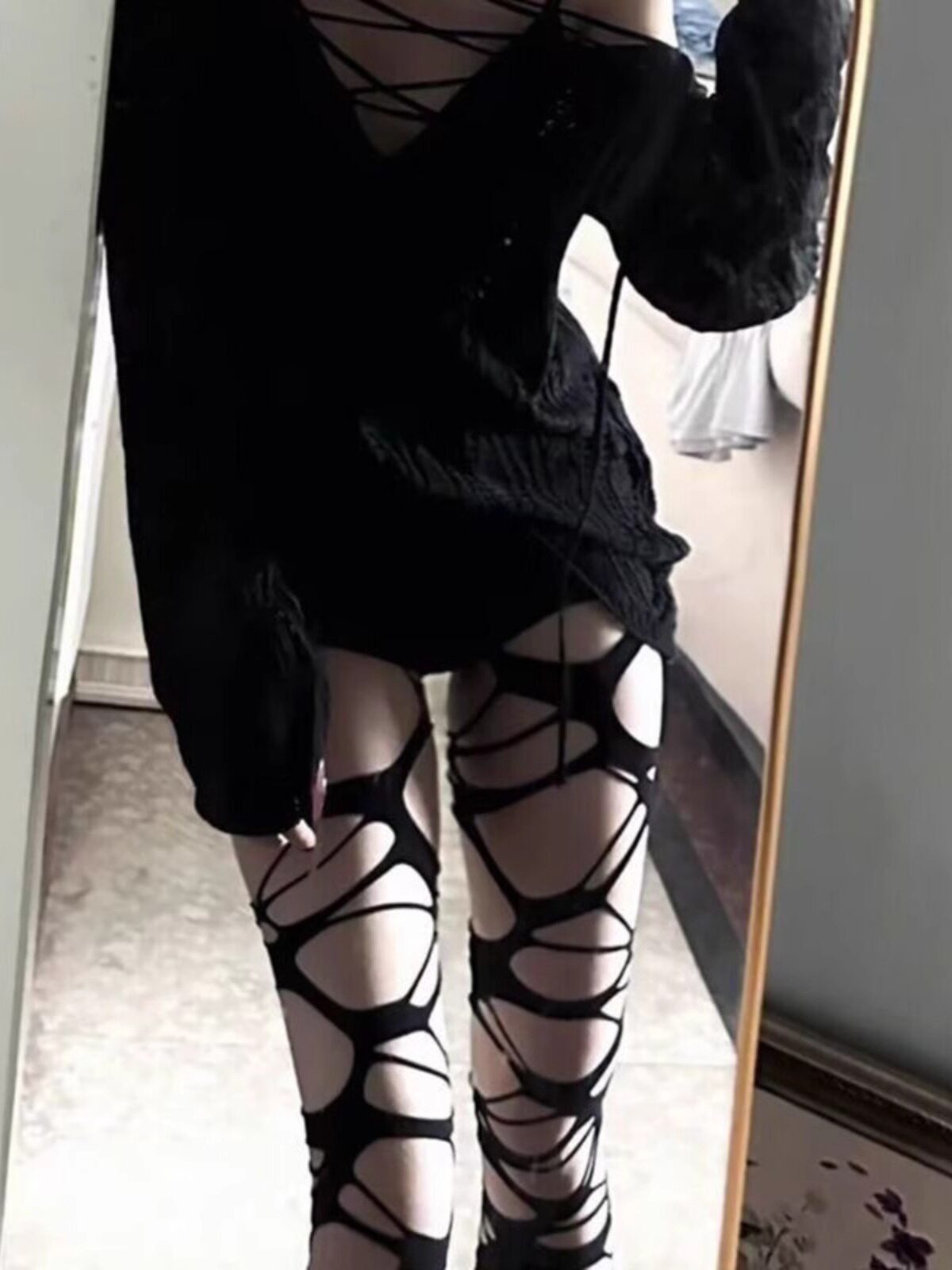 丝袜女薄款防勾丝哥特朋克勒肉袜连裤袜/打底袜