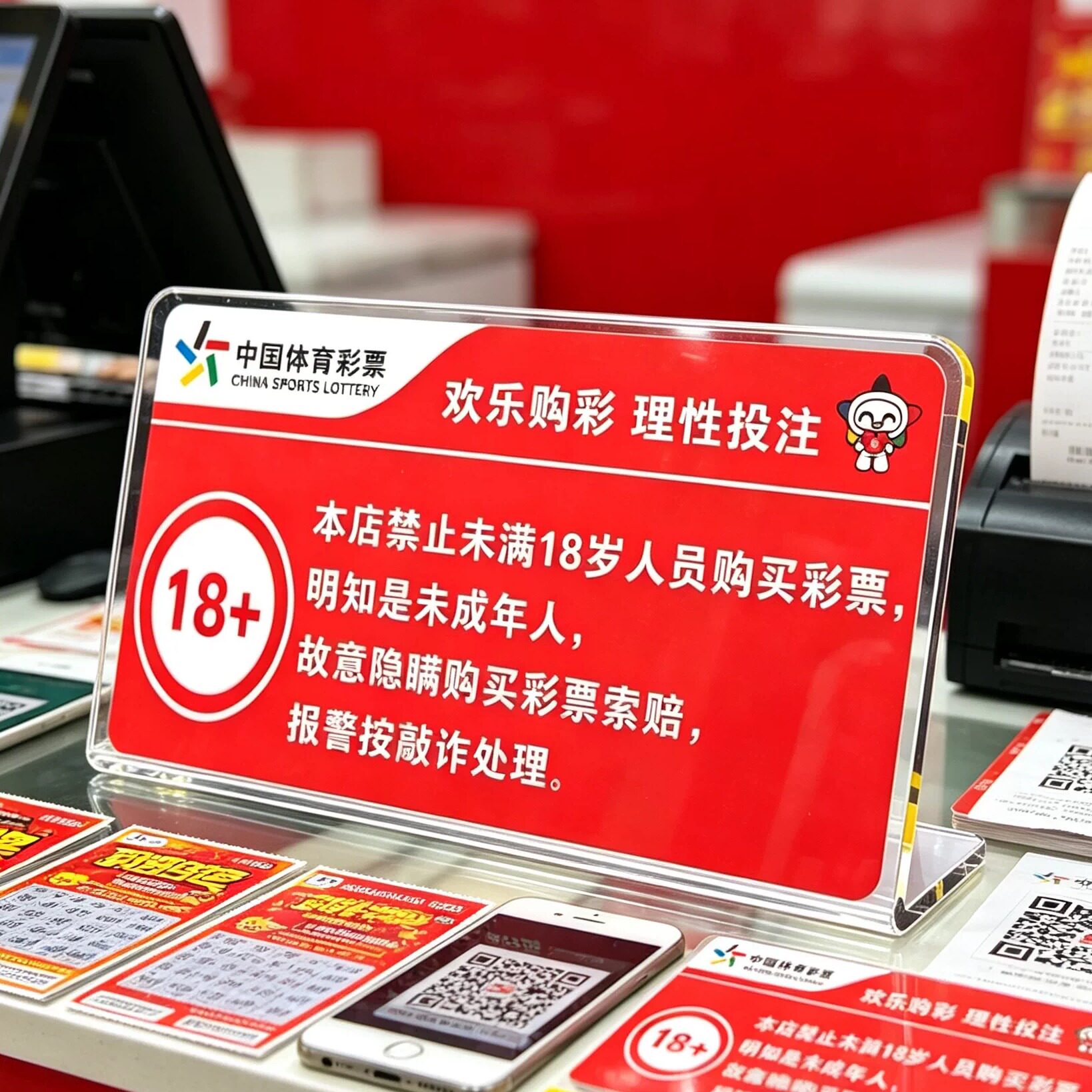 禁止向未成年人销售彩票提示牌