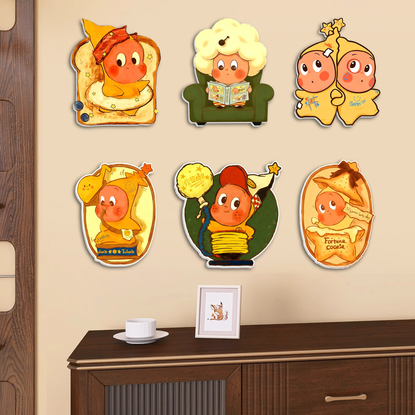 亚克力贴补墙洞画星星人图案自粘创意个性遮丑补洞贴纸自粘卧室房间墙