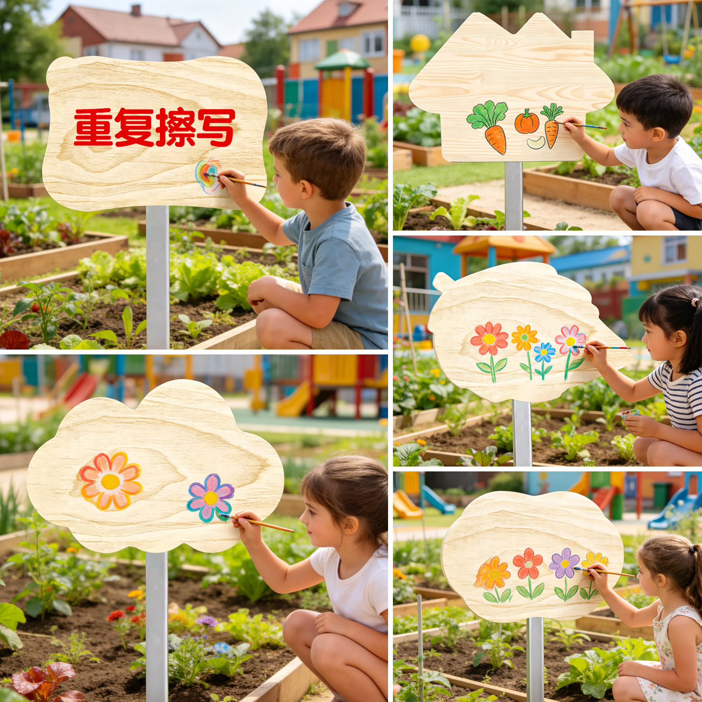 手写空白菜地标识牌菜园插地牌