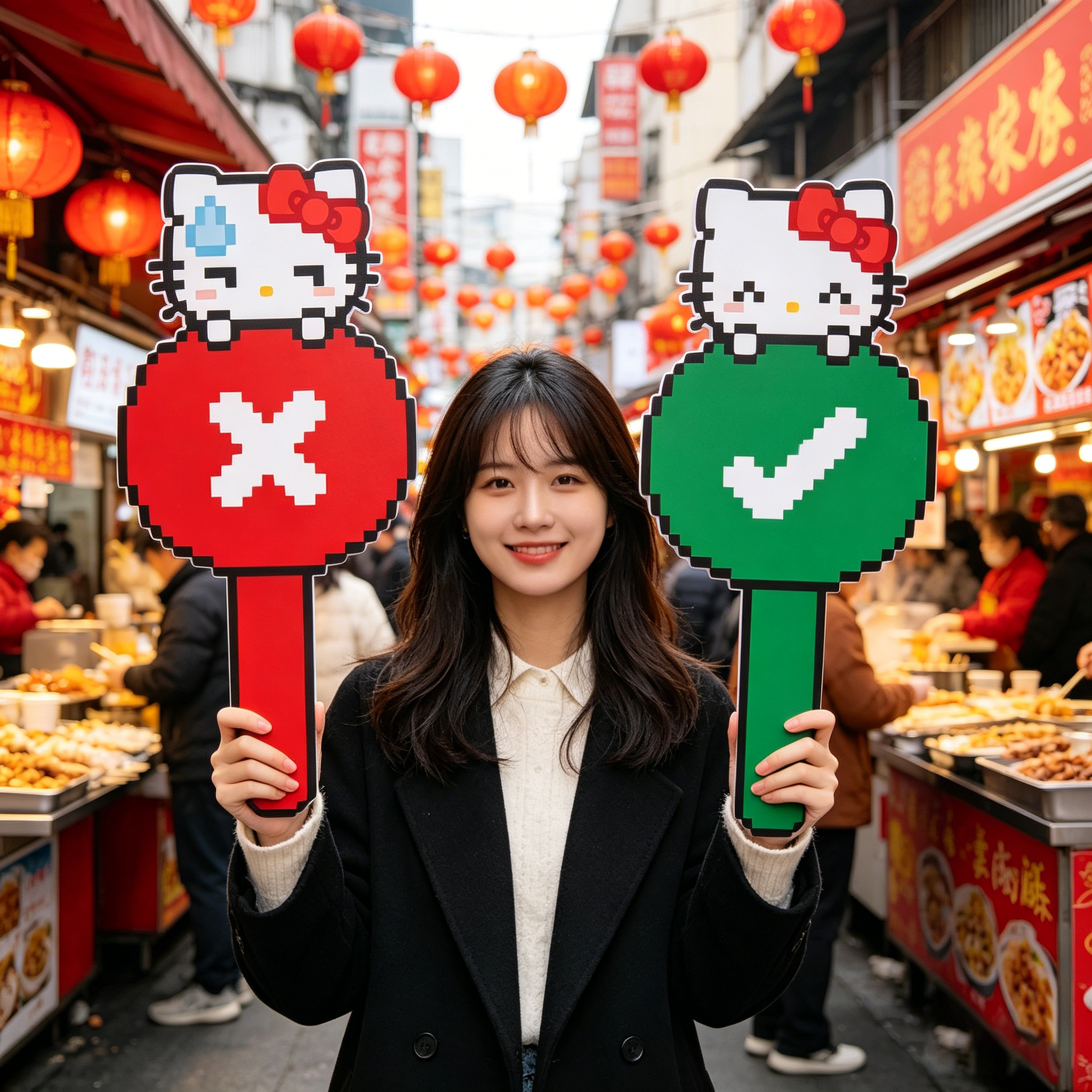 桃黑黑举牌陶黑黑对错牌对错举手牌叉勾牌手举牌同款打叉打勾牌子道具创意搞怪应援棒手持神器可爱卡通定制做