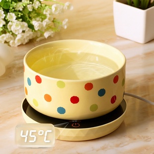 可爱小猫咪猫用数显恒温碗水电分离3档加热保温碗宠物用品850ml