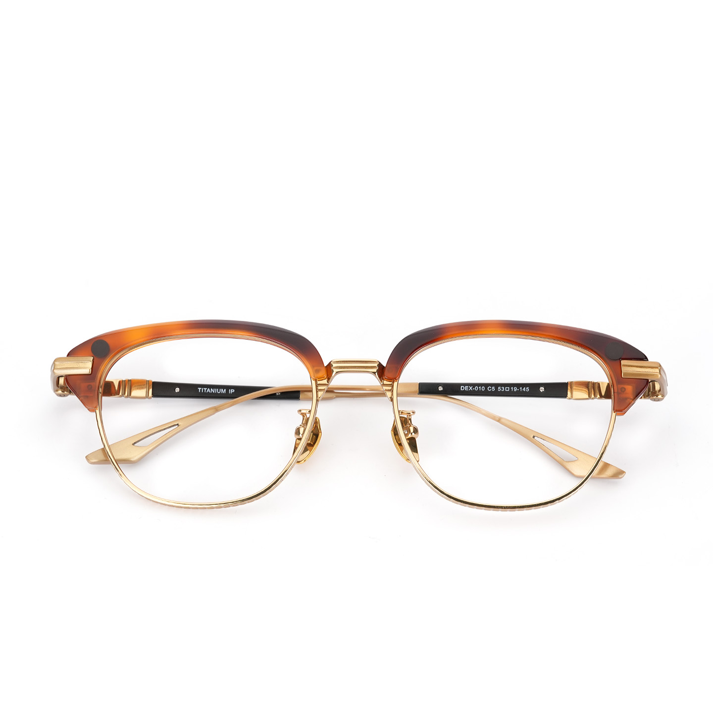 DEX-010复古玳瑁半框纯钛眼镜架男女通用防蓝光近视镜框