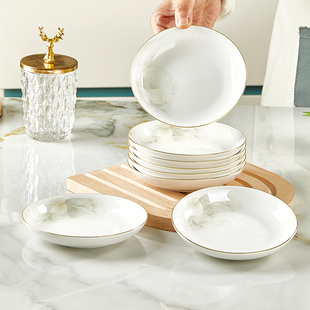 陶瓷调味碟子家用饺子蘸料碟金边轻奢小盘子酒店餐厅小凉菜碟餐具