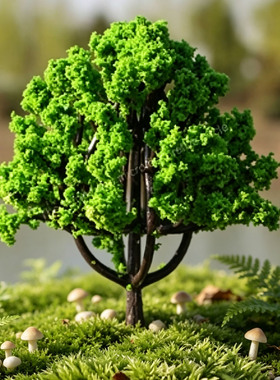 仿真迷你绿树微景观造景小树苔藓生态瓶盆栽森林场景装饰树脂配件