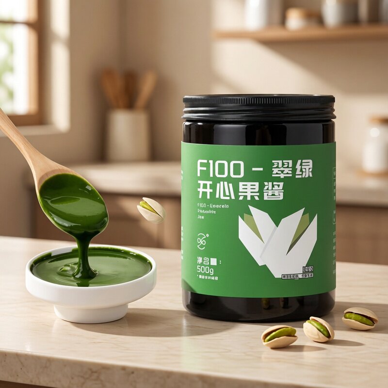 乐宝F100翠绿开心果酱临安山核桃酱2.0半固体复合调味料500g/罐装