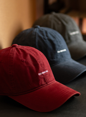 白川日系复古红色帽子纯棉软顶棒球帽女深顶宽帽檐显脸小鸭舌帽男