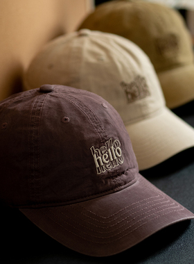 日系复古紫色棒球帽男女纯棉宽帽檐大头围遮阳帽子夏季薄款鸭舌帽