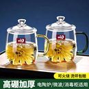 青苹果水杯耐高温泡茶杯高硼硅玻璃杯大容量喝水杯子女带盖咖啡杯