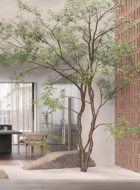 仿真鸡爪树南天竹大型枯山水造景装饰室内仿生绿植天井景观绿植物