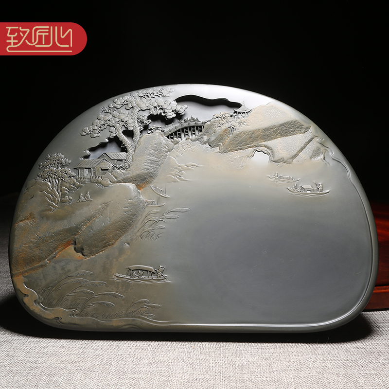 匠心歙砚非遗大师作品江南水乡