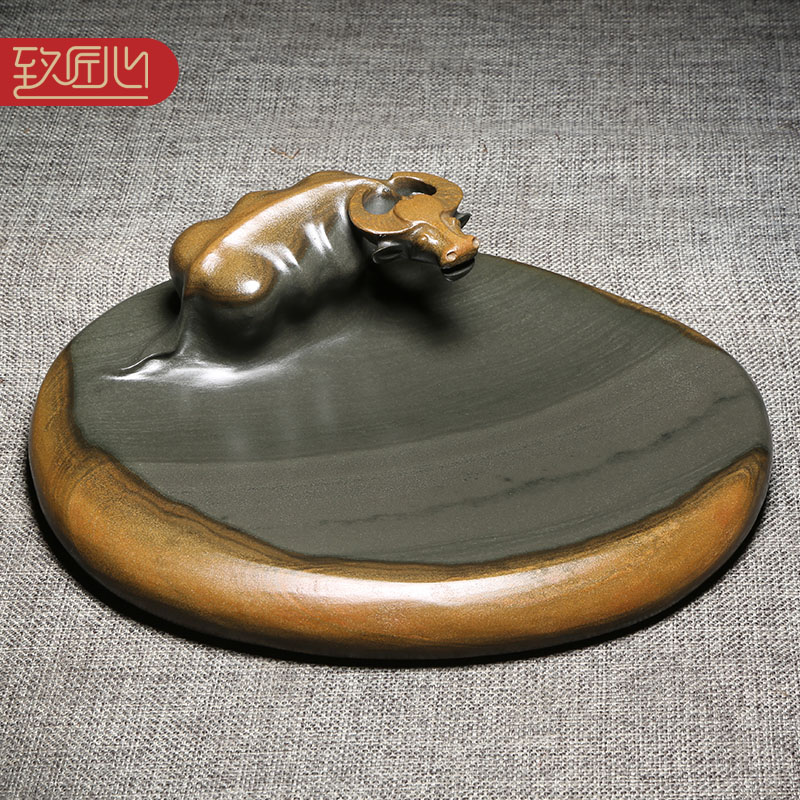 安徽歙县高档文房四宝天然原石老坑精品金晕籽料墨砚书法国画研磨墨块用歙砚端砚珍藏礼品砚台手工摆件牛砚