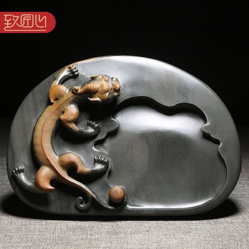 匠心非遗歙砚名师纯手工雕刻老坑