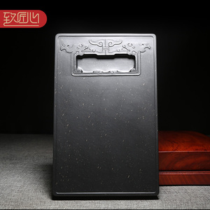 匠心非遗孤品精品安徽歙砚名师手工雕刻仿古素池《夔龙献瑞》原石老坑金星砚台文房四宝收藏送礼自用佳品摆件