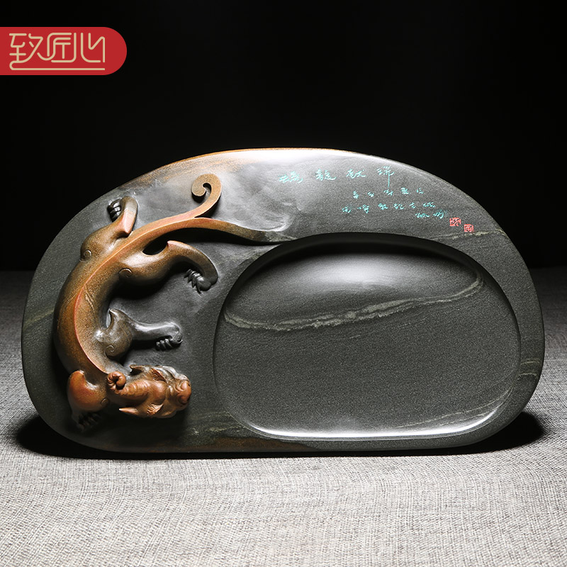 匠心非遗歙砚大师作品献瑞天然