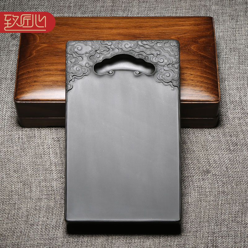 匠心非遗名砚名师制作原石砚台/瑞云砚/ 歙砚原石黑龙尾金星砚台实用砚四大名砚歙砚手工雕刻文房四宝
