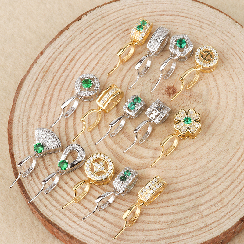 翁翁银扣头s925吊坠瓜子翡翠水晶