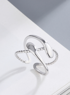 几何开口可调节百搭戒指纯银厂