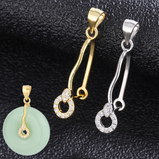 靓翁翁S925纯银夹扣圈圈夹扣款 女士玉夹配件DIY简约百搭厂家直销