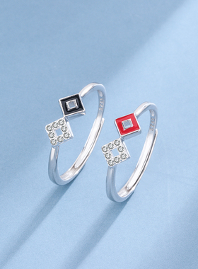 纯银微镶钻几何方块滴胶首饰品