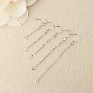 靓翁翁S925纯银简约DIY耳勾搭盒子耳坠链配件长耳线流苏手工材料