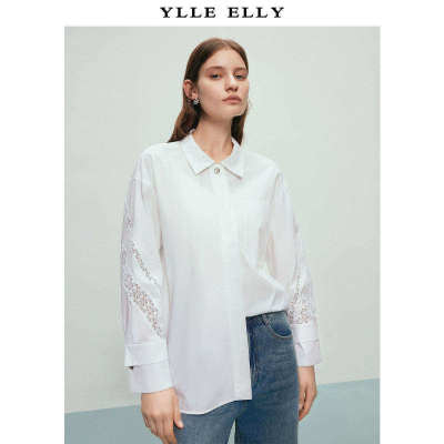 YLLEELLY/衣衫妙影镂空衬衫春季新款浪漫蕾丝提花衬衣
