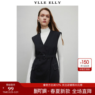 新款 YLLE 妙影双排扣马甲2026夏季 衣衫 V领休闲撞色马夹外套 ELLY
