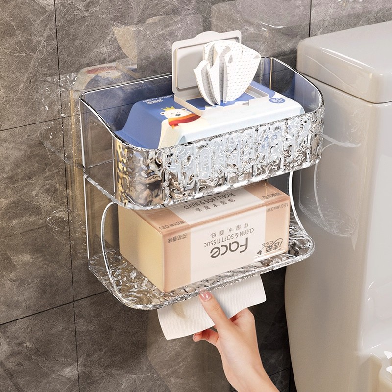 卫生间厕纸盒厕所壁挂式湿纸巾收纳盒浴室手机卫生巾置物架抽纸盒