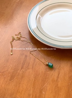 韩国代购祖母绿原石纯银项链