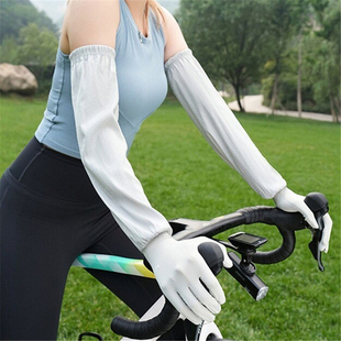 长款宽松防晒手套夏季紫外线女款冰丝骑行袖套手臂套薄款开车跑步