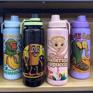 Tralalero Tralala Water Bottle Cute Italian Brainrot Anime C