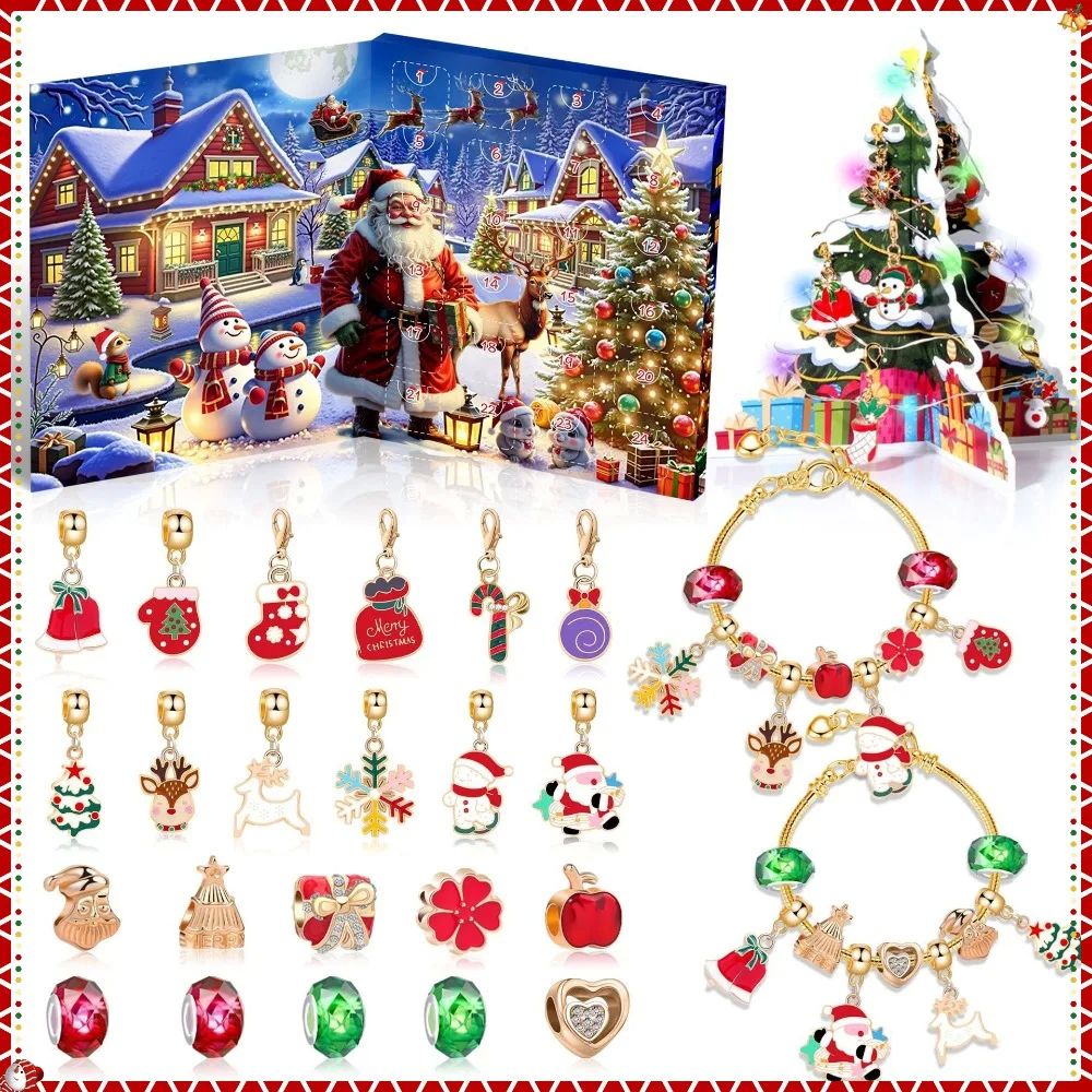 Christmas Advent Calendar 24day DIY Countdown Bracelet Surpr