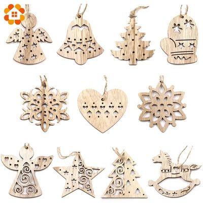10PCS Lovely Vintage Christmas Wooden Pendant Ornaments DIY