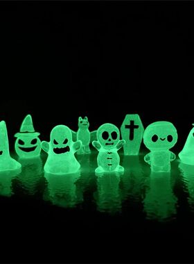 8pcs Luminous Action Figures Glow in Dark Mini Coffin Pumpki