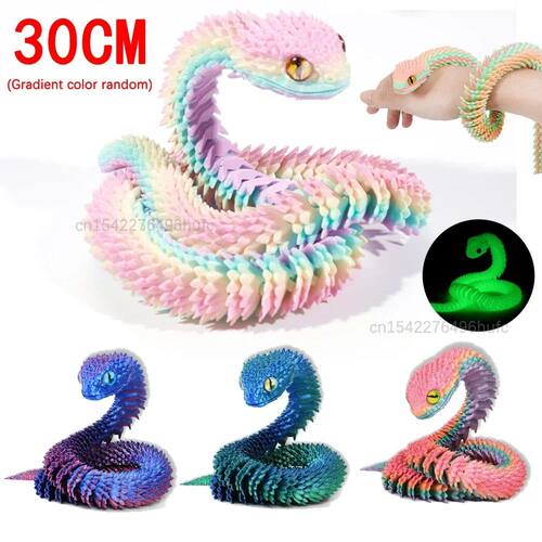30cm 3D Printed Snake Movable Joint Fidget Toy Funny Simulat