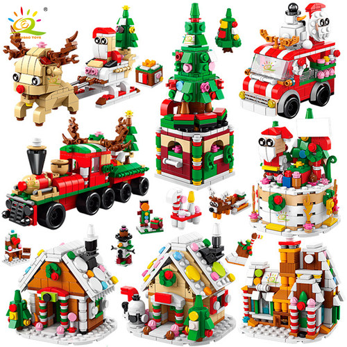 6IN1 Christmas Elk Deer Santa Claus Building Blocks City Sno