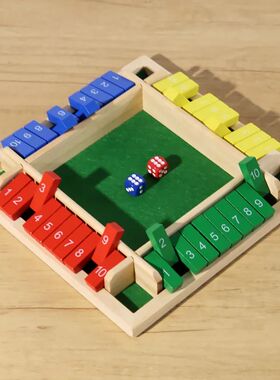 Shut The Box Dice Board Game Wooden Flaps & Dices Game 4 Pla