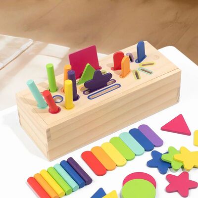 3D Shapes Geometric Solids Wooden Color Toy Sorting Toy Deve