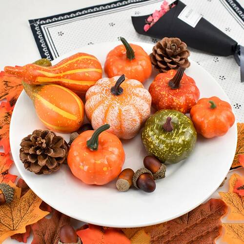 50Pcs/ Set Fall Harvest Decor Props Artificial Mini Pumpkin